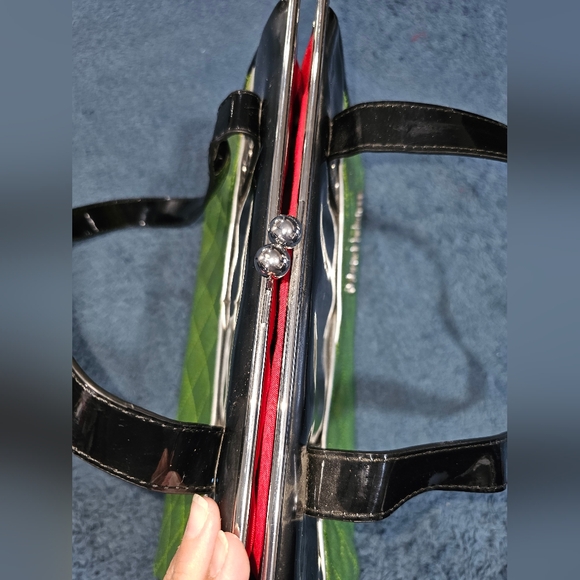 Lux de Ville Lime Green Sparkle Femma Fatale Kiss Lock Purse - Picture 8 of 14